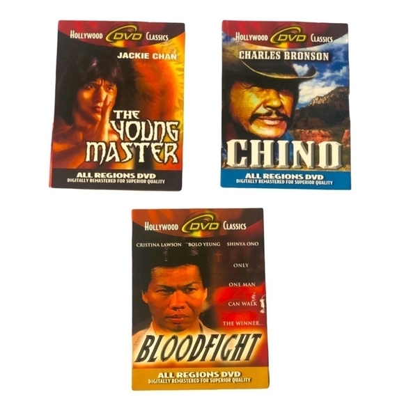 Lot of 3 Hollywood Classics Movie DVDs The Young Master, Bloodfight, Chino - Picture 1 of 7